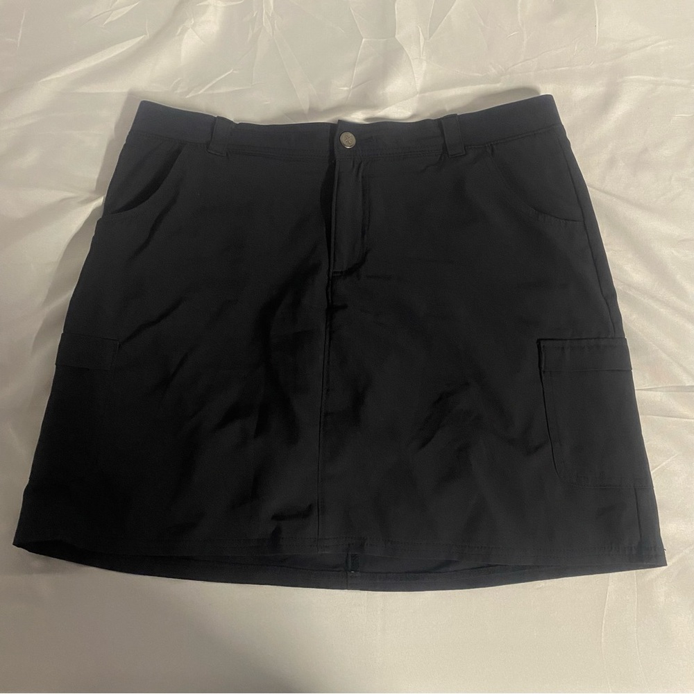Lee Relaxed Fit Skort, Size 12, Black, Elastic Waist With Button/Zip